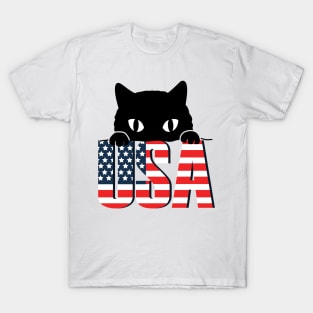 American Flag Cat 4th Of July Kitten Patriotic Pet Lover T-Shirt